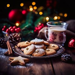 christmas cookies and cup of coffee