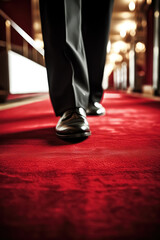 Luxury Feet of celebrity walking on a red carpet in a Big Event,