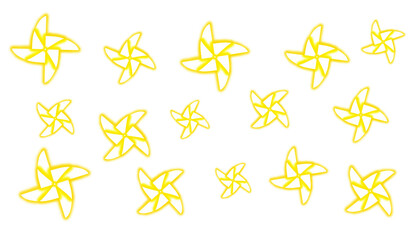 Glowing yellow origami windmill pattern
