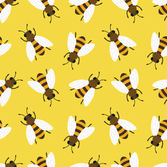 Illustration of a seamless pattern with bees