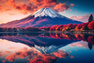 Fototapeta na wymiar Mt Fuji at Kawaguchiko lake in autumn season, Japan.