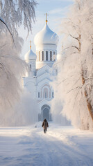 Znamensky Cathedral on a winter day in Veliky Novgorod. - obrazy, fototapety, plakaty
