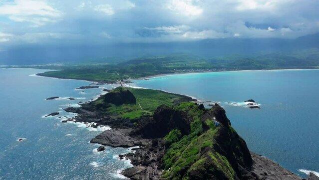 Aerial view of Sanxiantai Recreation Area in Taitung, Taiwan.