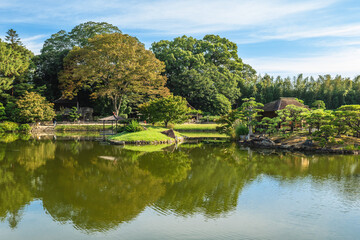 Fototapeta na wymiar Korakuen, one of the Three Great Gardens of Japan located in Okayama city