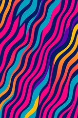 Fototapeta premium Abstract background of Rainbow colorful groovy stripes and wavy line designs in a modern trendy abstract psychodelic swirl of color with a black background, vector pattern. Generative Ai 