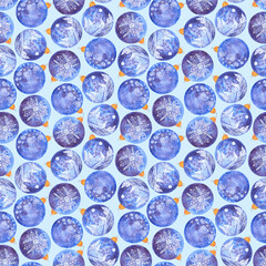 Hand drawn seamless pattern with lots of spots, splashes and blots textured violet purple christmas balls as winter xmas ney year background.Wrapping paper,design, cards invitation element
