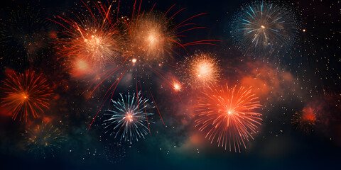 夏の夜空に上がる花火｜fireworks Generative AI