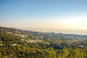 View atthe Bastia city from Furiani village in Corsica - France
