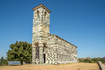 Fototapeta na wymiar View at the Church of Saint Michael near Murato village in Corsica, France