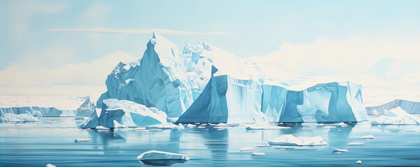 Fototapeta na wymiar Icebergs in arctic on north Pole.