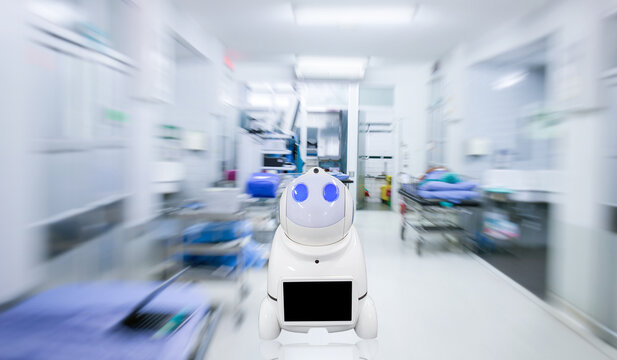 operating room background robot and sign