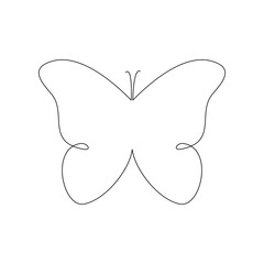 Continuous line drawing of Butterfly on white background.