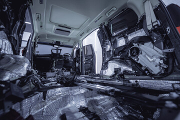 Soundproofing material and deadener inside car interior