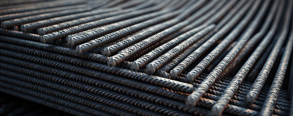steel rebar mesh for reinforced concrete. hard connect construction material. rebars are bonded with steel wires.