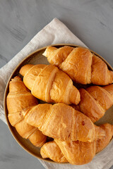 Homemade Croissants on a Plate, top view.