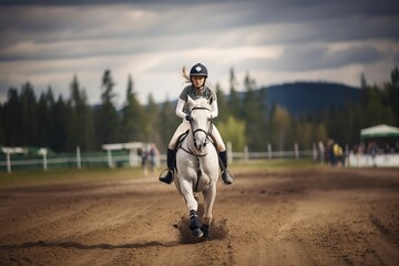 sports training with a woman on horseback