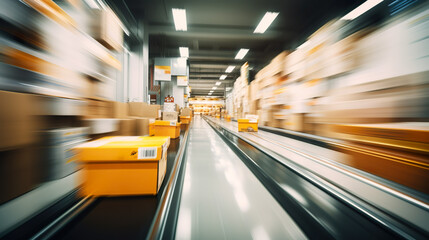 Blurred movement of parcels within the logistics department