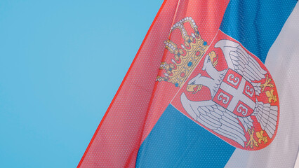 Close up view flag of Serbia	
