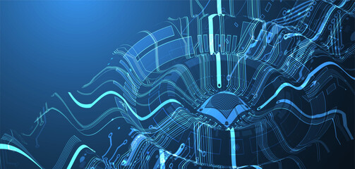 Abstract background on technological and scientific topics. CPU concept.