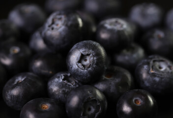 Blueberries isolated on black background