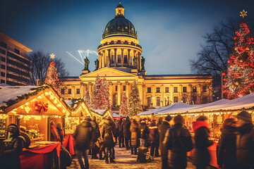 Christmas market at gendarmenmarkt square in winter berlin - obrazy, fototapety, plakaty