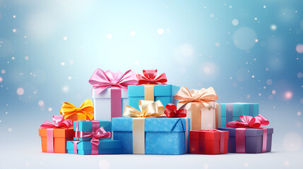 Many gift boxes for merry christmas and new year 2023 spectacular celebration