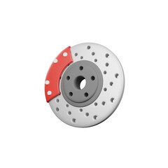 Disc Brake and Red Sport Racing Calliper for repair or maintenance. vehicle car parts garage and service concept. 3d render icon.