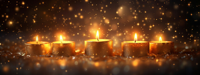Obraz premium Beautiful Christmas banner with ambient candles