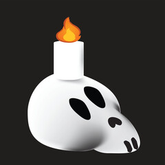 Skull and candle. head of skeleton is witch mystic lamp. Black Magic illuminator.eps