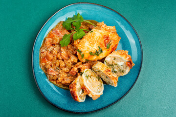 Baked calamary with rice, BBQ squid.