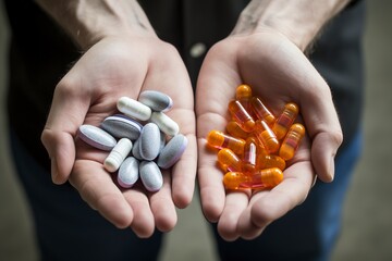 hands holding medicine capsules