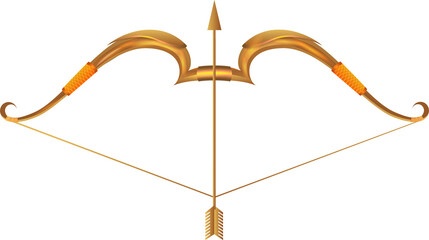 Bow and Arrow Golden Color Transparent for Dussehra Festival God Rama - obrazy, fototapety, plakaty