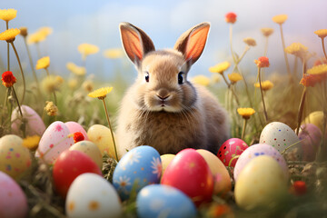 easter bunny and easter eggs