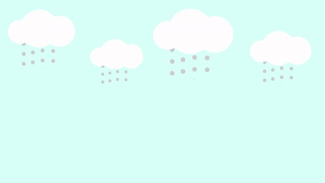Motion Graphic Animation of Clouds and Rain on Pastel Blue Sky 