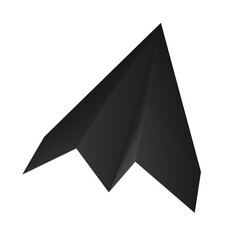 black paper plane isolated on white background