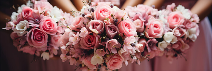 Bouquets of the bride and bridesmaids - obrazy, fototapety, plakaty