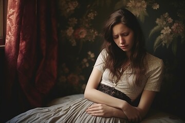 Obraz premium woman with abdominal pain
