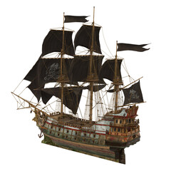 Pirate Sail Ship Isolated