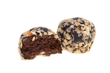 chocolate fruit balls isolated