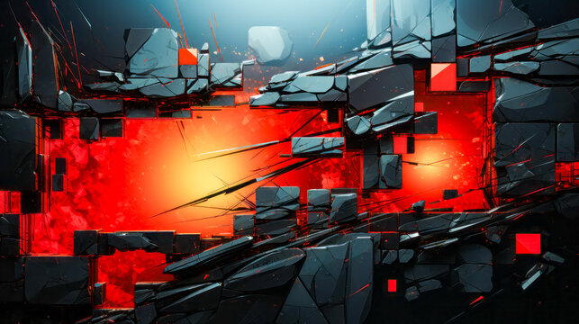 Digital image of bunch of cubes in red and black.