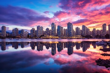 Vancouver cityscape, Vancouver, America, Beautiful view of downtown Vancouver skyline, British Columbia, Canada, AI Generated