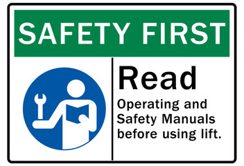 Read manual and instruction before operating warning sign and labels