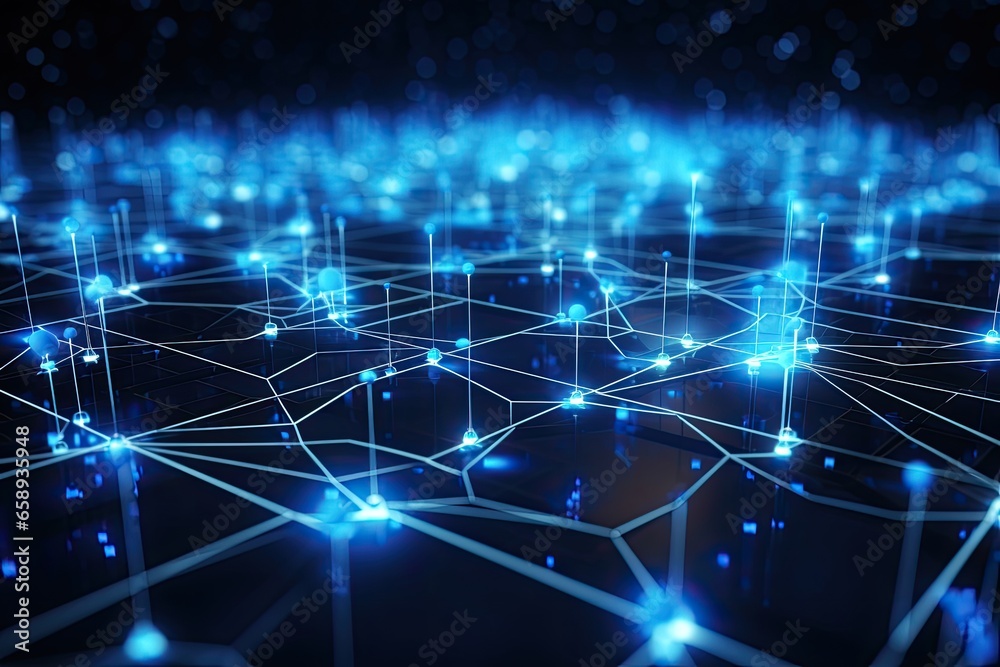 Poster 3d rendering of abstract technology background. network and communication concept, big data flow in 