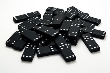 black dominoes isolated on white background, close-up shot, Black dominoes on white background, AI Generated