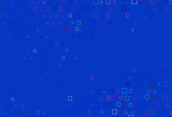 Light Pink, Blue vector background with circles, rectangles.