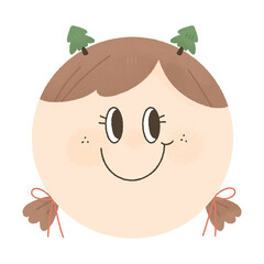 Christmas illustration cute ornament  Funny happy girl tree groovy retro  For Christmas cards, banners, tags and labels.
