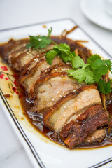 A delicious Chinese Guangxi dish, sweet and sour crispy pork belly