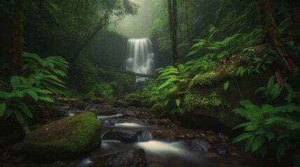 Silken Cascade Ethereal Beauty in Rainforest