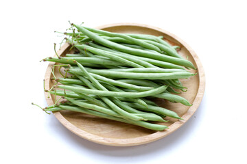 Fresh needle beans on white background