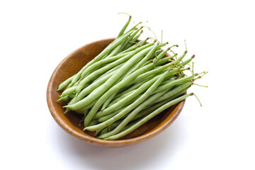 Fresh needle beans on white background
